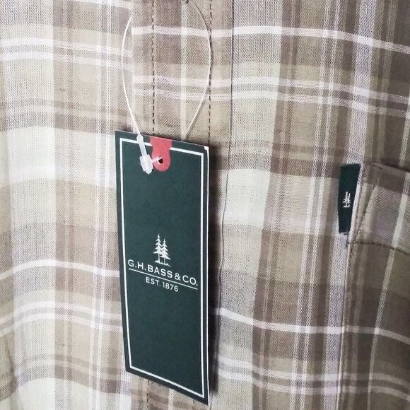G.H. BASS & CO. Plaid Checkered Button Down Shirt Long Sleeve Check Sz L NWT - Picture 6 of 12